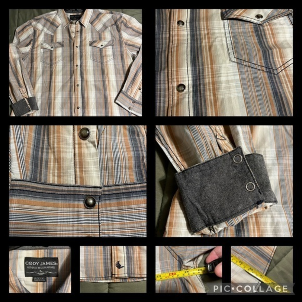 Cody James Western Pearl Snap Shirt‎ Men’s 2xL stripeLong Sleeve Regular Fit